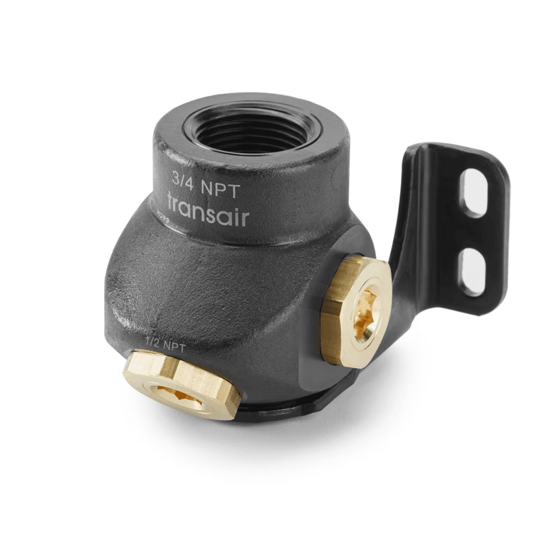 3/4" Female NPT Threaded 3 Port Wall Bracket w/ 1/2" Female NPT Threaded Ports